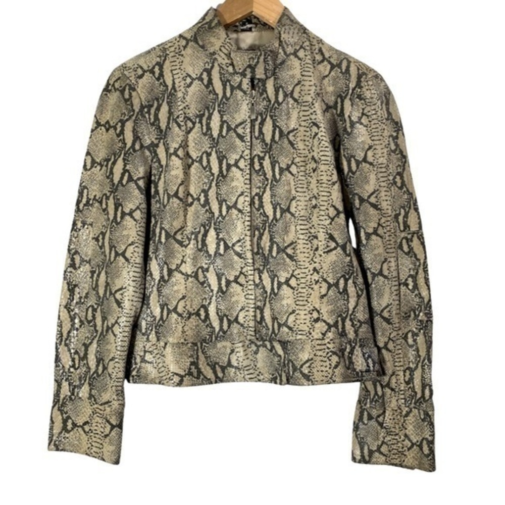 Rogue Genuine Leather Printed Snakeskin Zip Up Jacket 
Size S